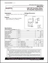 2SC3770 datasheet: NPN transistor for UHF, VHF oscillator mixer, HF amplifier applications 2SC3770