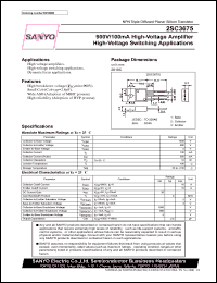2SC3675 datasheet: NPN transistor for 900V/100mA high-voltage amplifier and high-voltage switching applications 2SC3675