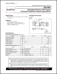 2SC3687 datasheet: NPN transistor for ultrahigh-definition CRT display horizontal deflection output applications 2SC3687