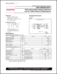 2SA1209 datasheet: PNP transistors 160V/140mA high-voltage switching and AF 100W predriver applications 2SA1209