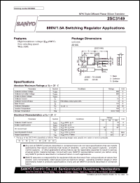 2SC3149 datasheet: NPN transistor  800V/1.5A for switching regulator applications 2SC3149