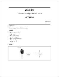 2SC5250 datasheet: NPN transistor for character display horizontal deflection output 2SC5250