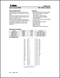 ADS6616A4A-7 datasheet: 143 Mhz LVTTL synchronous DRAM, 1 M x 16 bit x 4 banks ADS6616A4A-7