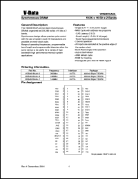 VDS4616A4A-5 datasheet: 200 Mhz LVTTL synchronous DRAM, 512 K x 16 bit x 2 banks VDS4616A4A-5