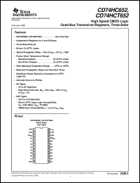 CD74HCT652M96 datasheet:  HIGH SPEED CMOS LOGIC OCTAL BUS TRANSCEIVERS/REGISTERS WITH 3-STATE OUTPUTS CD74HCT652M96