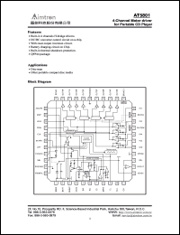 AT5801 datasheet: 4-channel motor driver for portable CD player AT5801
