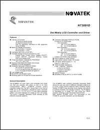 NT3881DF-01 datasheet: Dot matrix LCD controller and driver NT3881DF-01