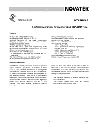 NT68P61A datasheet: 8-bit microcontroller for monitor NT68P61A