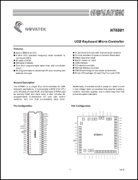 NT6881 datasheet: USB keyboard micro-controller NT6881