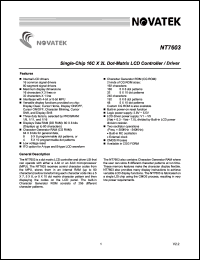 NT7603H-BDT01 datasheet: Single-chip 16C x 2L dot-matrix LCD controller/driver NT7603H-BDT01