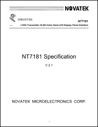 NT7181F datasheet: LVDS transmitter 24bit color host-LCD display panel interface NT7181F