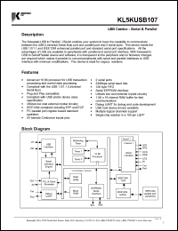 KL5KUSB107 datasheet: USB combo - serial & parallel KL5KUSB107