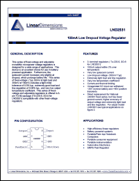 LND2931 datasheet: 100mA, 3.0V to 24V, low dropout voltage regulator. LND2931