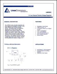 LND5201 datasheet: 1A, other fixed versions are available Vout = 1.5V to 5.0V, low dropout positive voltage regulator LND5201