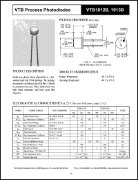 VTB1013B datasheet: Process photodiode. Isc = 1.3 microA, Voc = 420 mV at H = 100 fc, 2850 K. VTB1013B