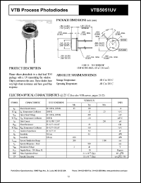 VTB5051UV datasheet: Process photodiode. Isc = 130 microA, Voc = 490 mV at H = 100 fc, 2850 K. VTB5051UV