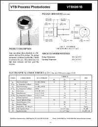 VTB6061B datasheet: Process photodiode. Isc = 35 microA, Voc = 420 mV at H = 100 fc, 2850 K. VTB6061B