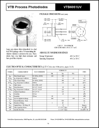 VTB6061UV datasheet: Process photodiode. Isc = 350 microA, Voc = 490 mV at H = 100 fc, 2850 K. VTB6061UV