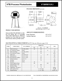 VTB6061UVJ datasheet: Process photodiode. Isc = 350 microA, Voc = 490 mV at H = 100 fc, 2850 K. VTB6061UVJ