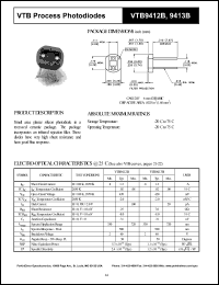 VTB9413B datasheet: Process photodiode. Isc = 1.3 microA, Voc = 420 mV at H = 100 fc, 2850 K. VTB9413B