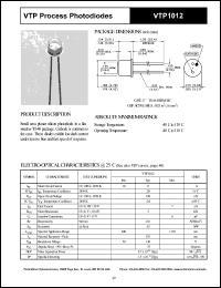 VTP1012 datasheet: Process photodiodes VTP1012