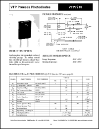 VTP7210 datasheet: Process photodiode. Isc = 7 microA(typ), Voc = 350 mV at H = 100 fc, 2850 K. VTP7210
