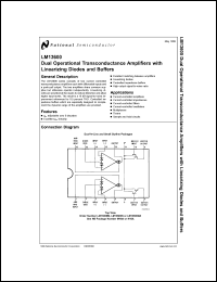 LM13600AN datasheet: Dual operational transconductance amplifiers with linearizing diodes and buffers LM13600AN