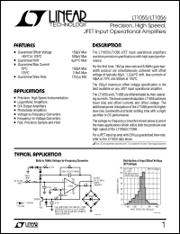 LT1056AMH datasheet: Precision, high speed, JFET input operational amplifiers LT1056AMH