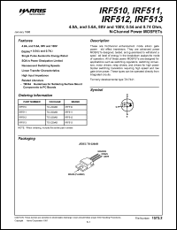 IRF513 datasheet: N-channel power MOSFET, 80V, 4.9A IRF513