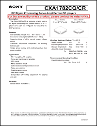 CXA1782CQ datasheet: RF signal processing servo amplifier for CD players CXA1782CQ