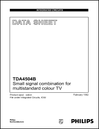 TDA4504B datasheet: Small signal combination for multistandard colour TV TDA4504B