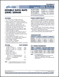 MT46V16M8FJ-6T datasheet: 4 Meg x 8 x 4banks, 167MHz, CL=2.5 double data rate DDR SDRAM MT46V16M8FJ-6T