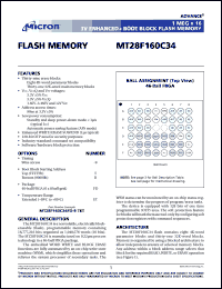 MT28F160C34FD-9TET datasheet: 1Meg x 16; 3V enhanced + boot bolck flash memory MT28F160C34FD-9TET