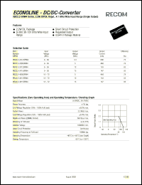 REC2.2-4805SRW4 datasheet: 2.2W DC/DC converter with 18-72V input, 5V/440mA output REC2.2-4805SRW4