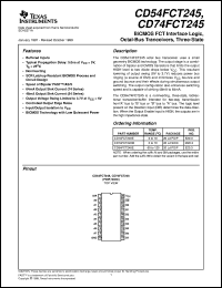 CD74FCT245E datasheet:  BICMOS FCT INTERFACE LOGIC OCTAL NON-INVERTING BUS TRANSCEIVERS WITH 3-STATE OUTPUTS CD74FCT245E