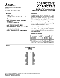 CD74FCT245M96 datasheet:  BICMOS FCT INTERFACE LOGIC OCTAL NON-INVERTING BUS TRANSCEIVERS WITH 3-STATE OUTPUTS CD74FCT245M96