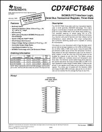 CD74FCT646SM datasheet:  BICMOS FCT INTERFACE LOGIC OCTAL NON-INVERTING BUS TRANSCEIVERS WITH 3-STATE OUTPUTS CD74FCT646SM