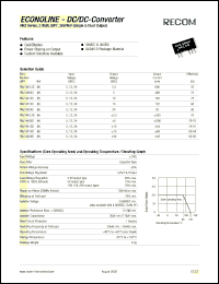 RKZ-0505D datasheet: 2W DC/DC converter with 5V input, +-5/+-200mA output RKZ-0505D
