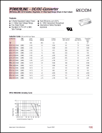 RP05-2415DAW datasheet: 5W DC/DC converter with 9-36V input, +-15/+-190mA output, 2kV isolation RP05-2415DAW