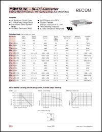 RP40-243.3SG datasheet: 40W DC/DC converter with 18-36V input, 3.3V/8000mA output RP40-243.3SG