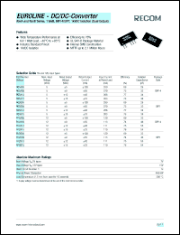 R05A05 datasheet: 1W DC/DC converter with 5V input, +-5V/289mA output R05A05