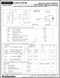 ECF10P25 datasheet: P-channel lateral MOSFET. High power 125 W. Drain-source voltage 250V. Storage temperature range. ECF10P25
