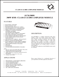 ECM-300H datasheet: 300W RMS class D audio amplifier module. ECM-300H