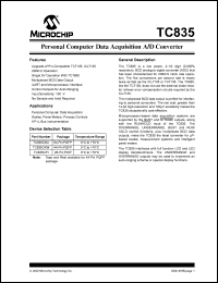 TC835CKW datasheet: Personal computer data acquisition A/D converter TC835CKW