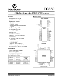 TC850CLW datasheet: 15-Bit, fast integrating CMOS A/D converter TC850CLW