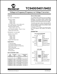 TC9400CPD datasheet: Voltage-to-frequency/frequency-to-voltage converters, linearity 0.05% V/F TC9400CPD