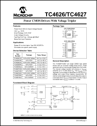 TC4627CPA datasheet: Power CMOS drivers with voltage tripler TC4627CPA