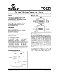 TC623CCOA datasheet: 3V, dual trip point temperature sensor TC623CCOA