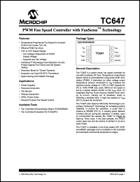 TC647EUATR datasheet: PWM fan speed controller with FanSense TM technology TC647EUATR