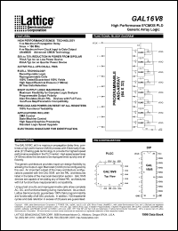 GAL16V8B-10LP datasheet: High performance E2CMOS PLD generic array logic, 10ns, low power GAL16V8B-10LP